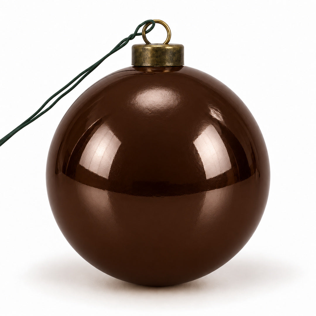 Pro Deco Collection kerstbal bruin glans, diameter 10 cm, product op witte achtergrond