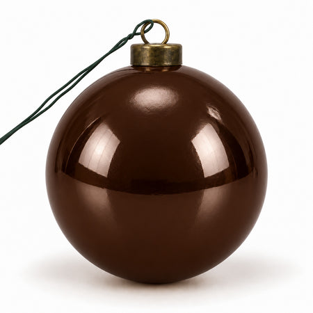 Pro Deco Collection kerstbal bruin glans, diameter 10 cm, product op witte achtergrond