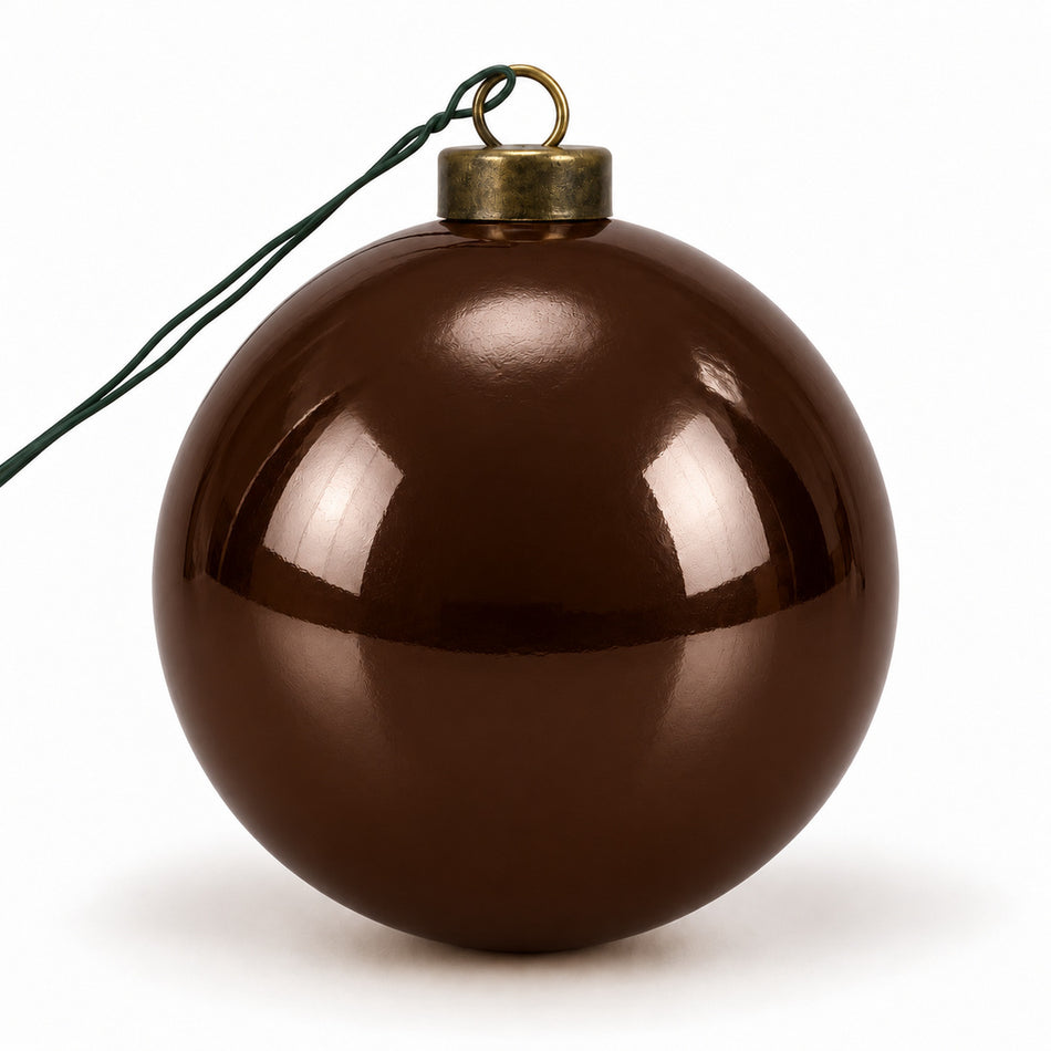 Pro Deco Collection Christmas bauble, brown shiny, 10 cm diameter, product on a white background