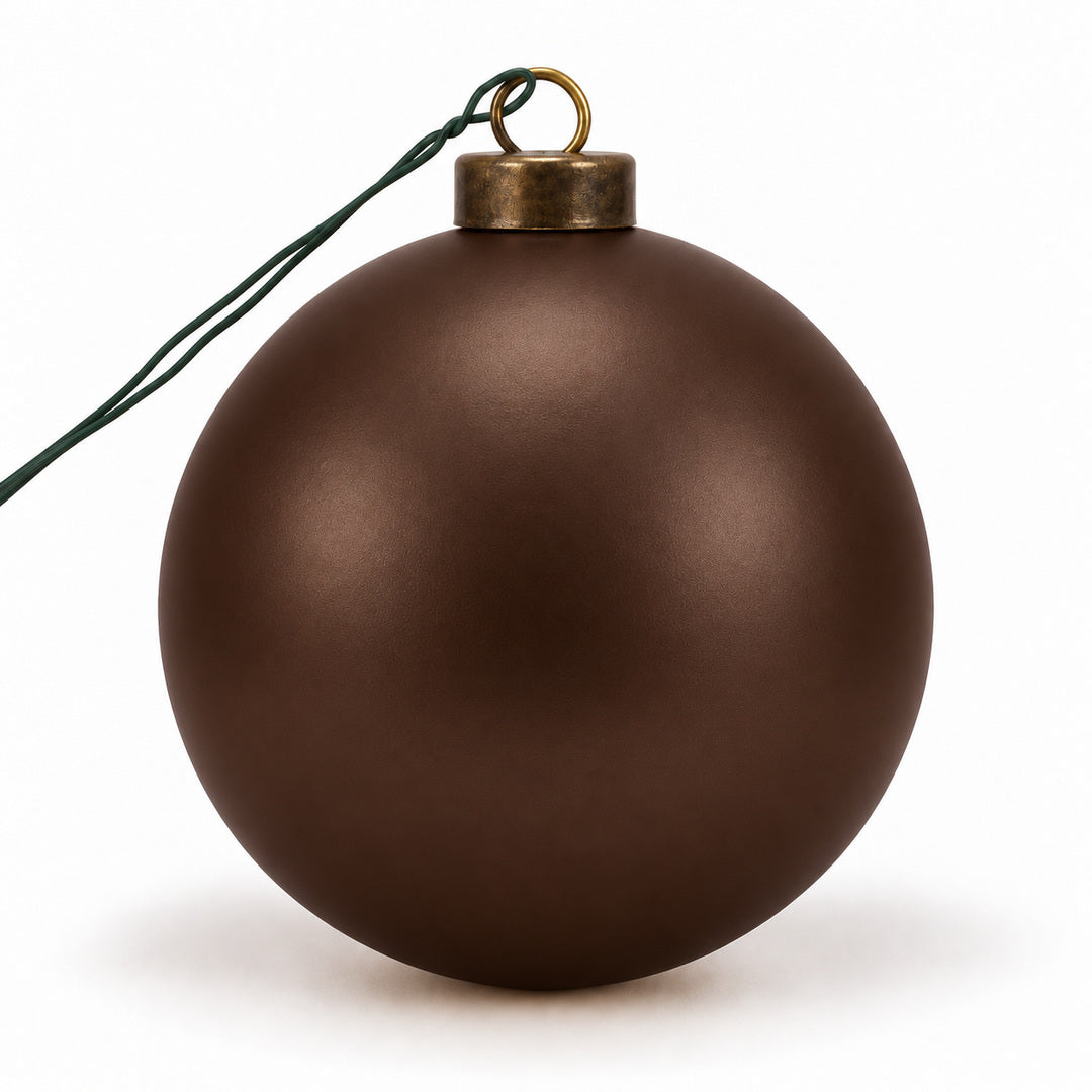 Pro Deco Collection kerstbal bruin mat, diameter 8 cm, product op witte achtergrond