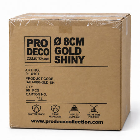 Pro Deco Collection kerstbal goud glans, diameter 8 cm, omdoos met 96 stuks, artikel 01-0101