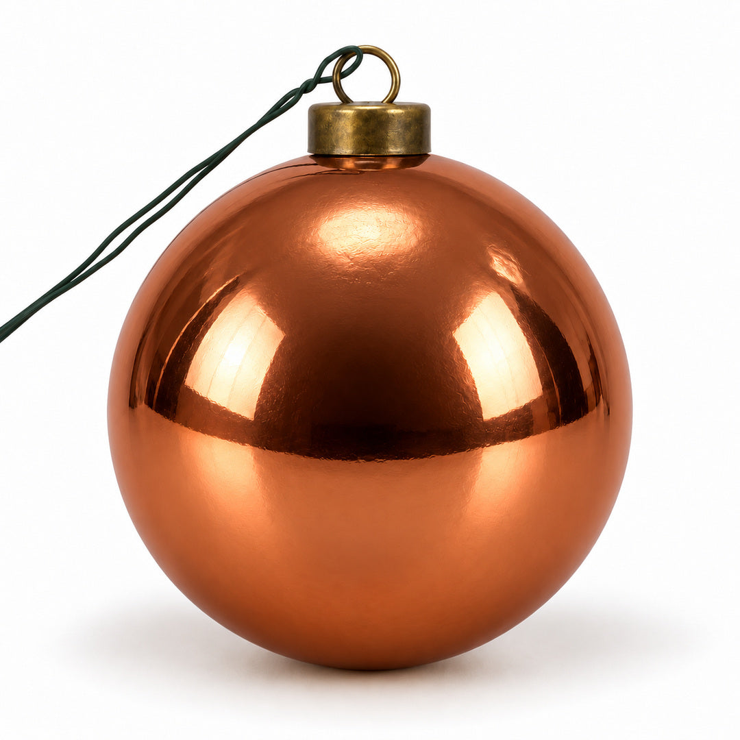 Pro Deco Collection Christmas bauble, copper shiny, 10 cm diameter, product on a white background