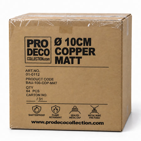 Pro Deco Collection Christmas bauble, copper matt, 10 cm diameter, outer carton with 64 pieces, article 01-0112