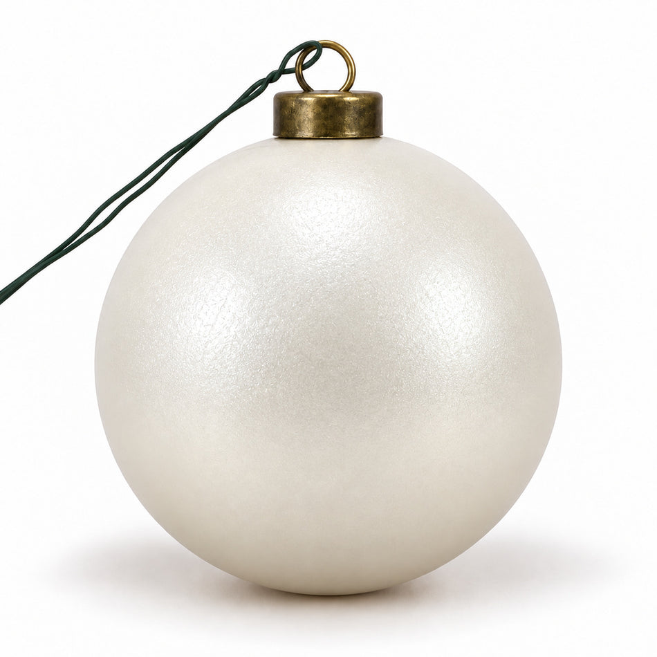 Pro Deco Collection Christmas bauble, pearly white pearl, 8 cm diameter, product on a white background