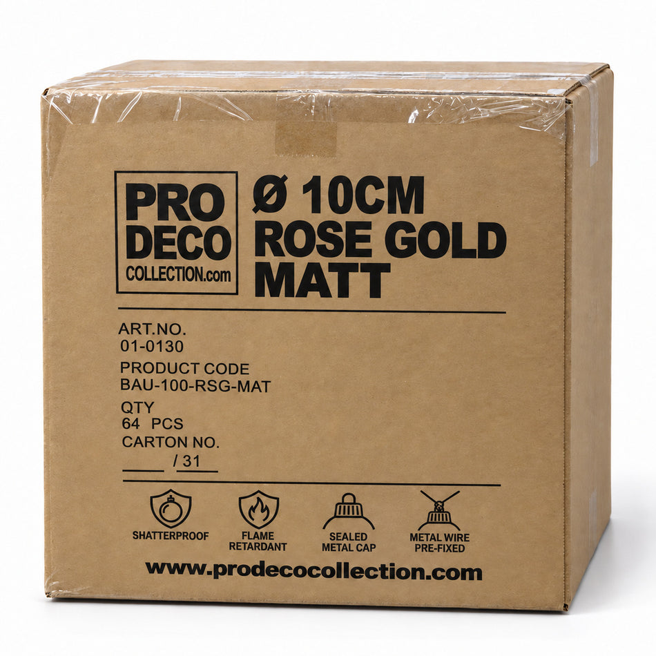 Pro Deco Collection Christmas bauble, rose gold matt, 10 cm diameter, outer carton with 64 pieces, article 01-0130