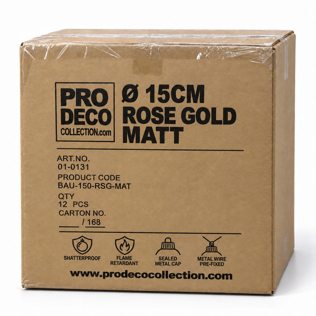 Pro Deco Collection kerstbal rosegoud mat, diameter 15 cm, omdoos met 12 stuks, artikel 01-0131