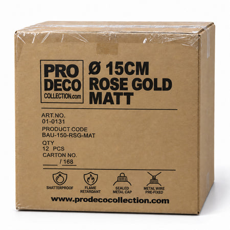 Pro Deco Collection kerstbal rosegoud mat, diameter 15 cm, omdoos met 12 stuks, artikel 01-0131