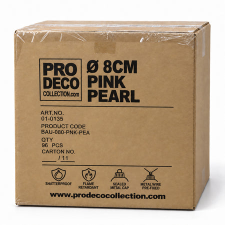 Pro Deco Collection kerstbal roze parelmoer, diameter 8 cm, omdoos met 96 stuks, artikel 01-0135